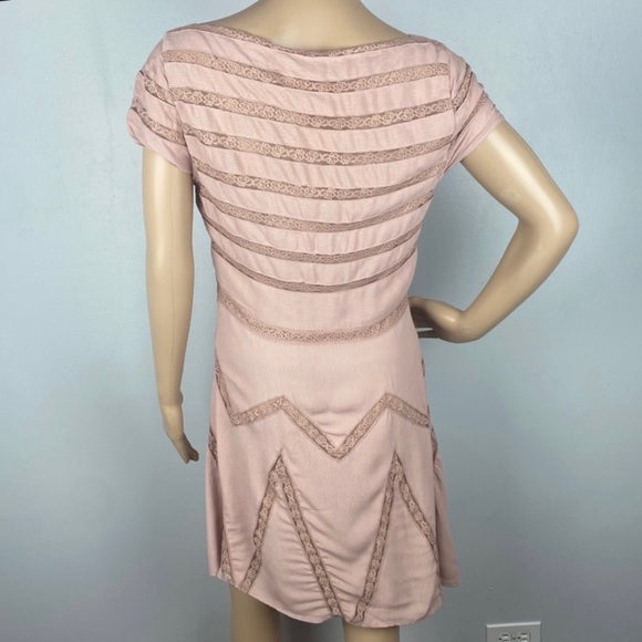 NEW FREE PEOPLE PINK LACE INSET MINI DRESS - Picture 8 of 10